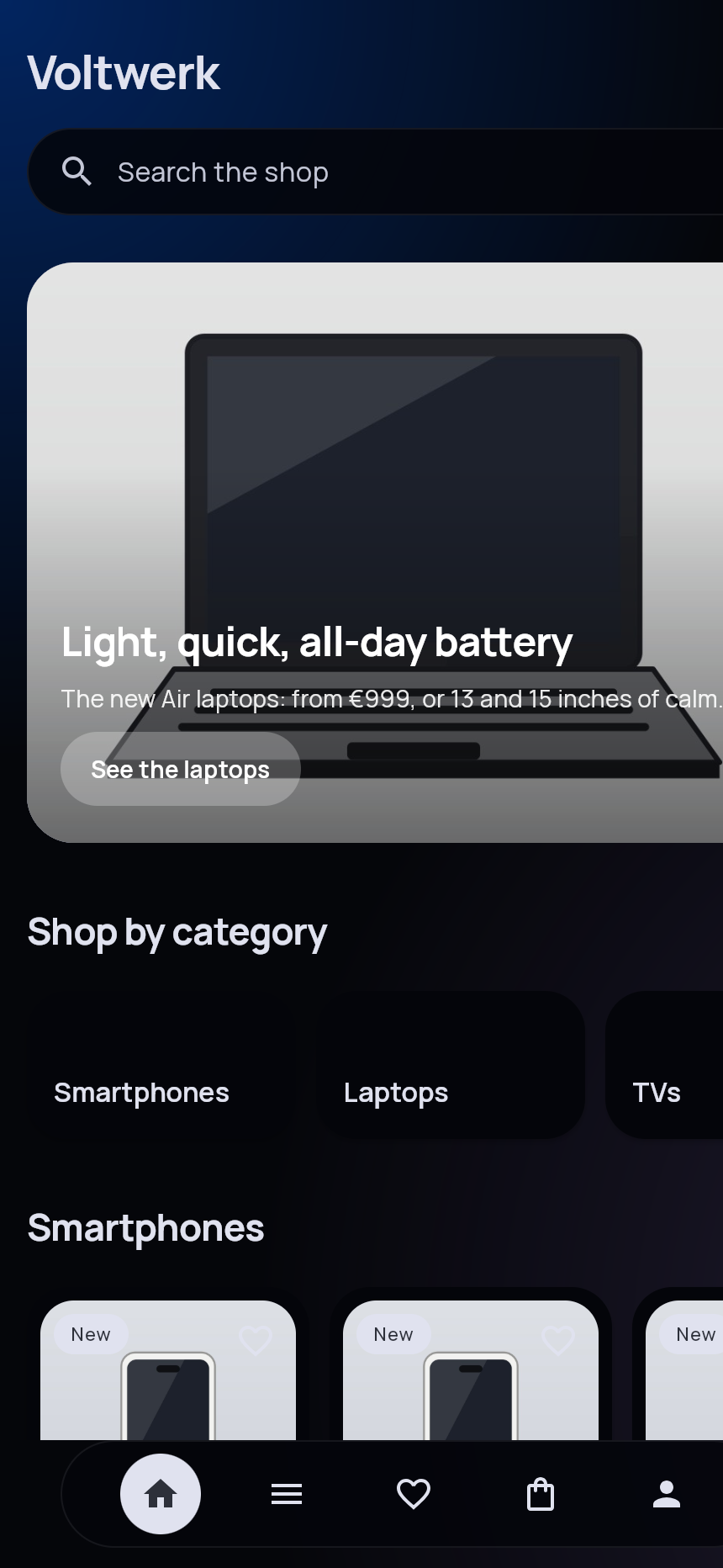 Startseite des Elektronik-Demo-Shops